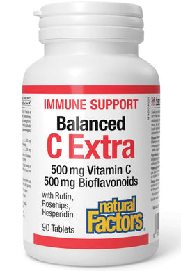 NATURAL FACTORS Balanced C Extra (500 mg C / 500 mg Bioflavonoids -  90 tabs)