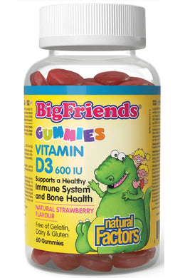 NATURAL FACTORS Big Friends Vitamin D3 (600 IU - 60 Gummies)