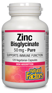NATURAL FACTORS Zinc Bisglycinate (50 mg - 120 veg caps)