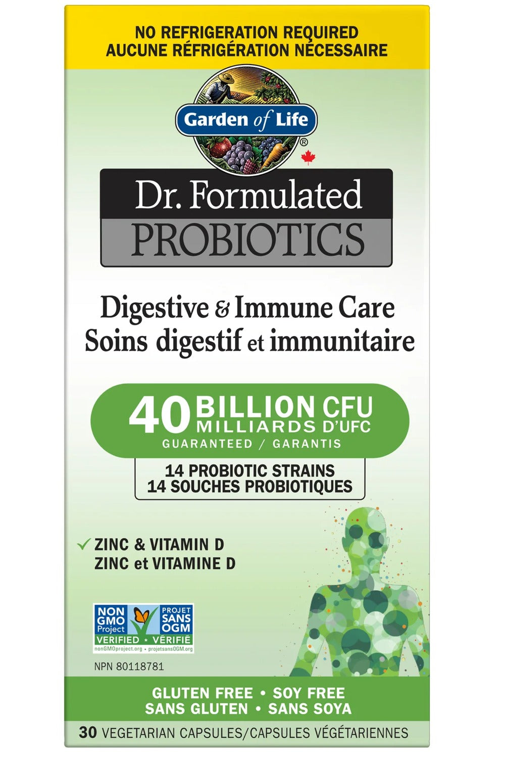 DR FORMULATED Probiotics Digestive & Immune Care with Zinc 40 Billion 30 vcaps